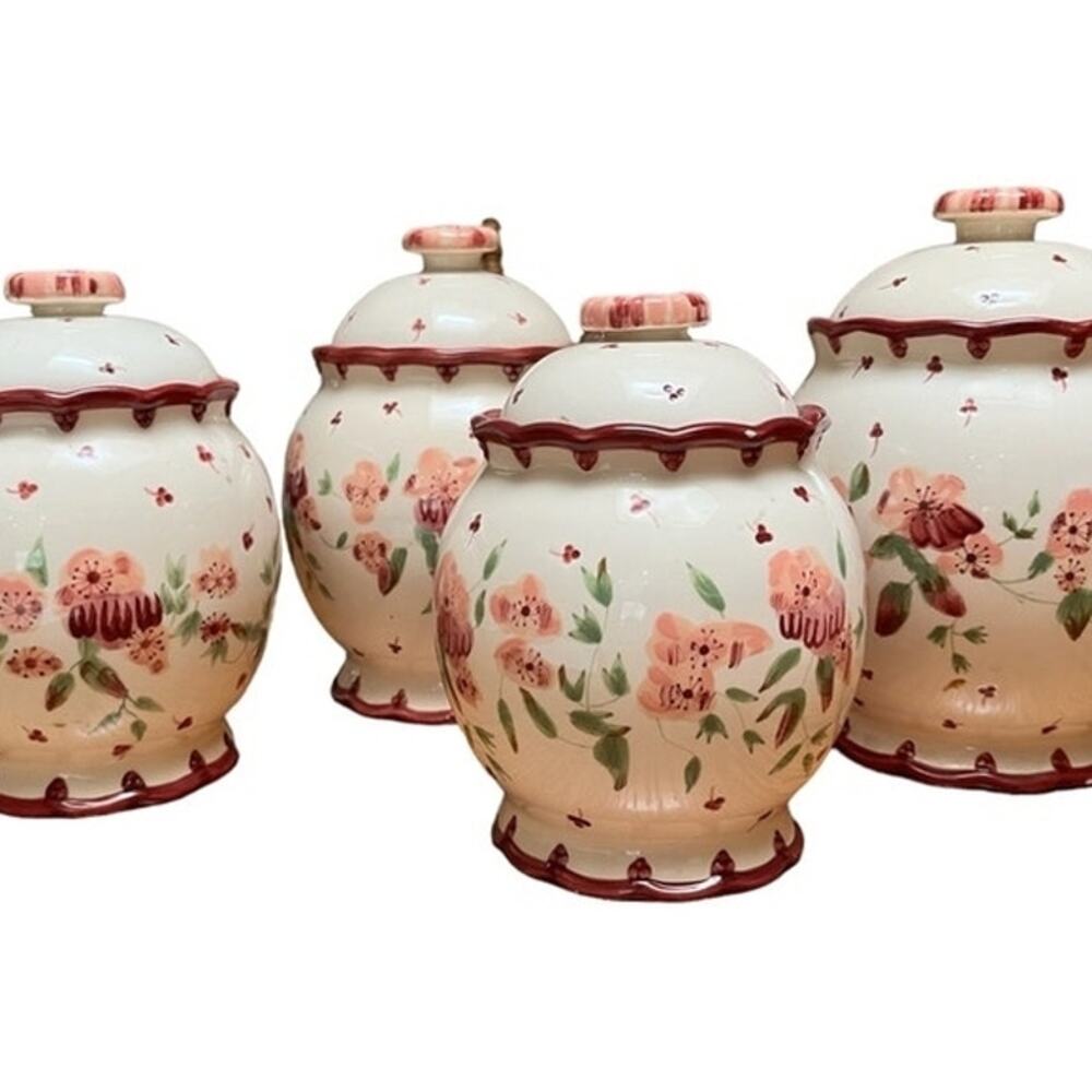 Laura Ashley 4pc Ceramic Set - Cream and Maroon Floral